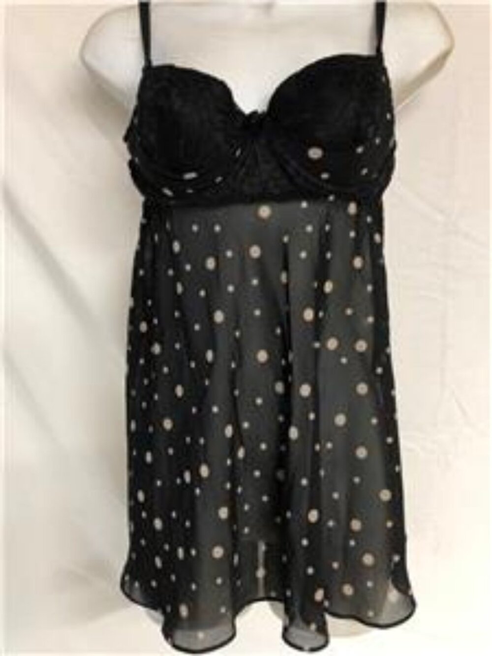 Vintage Dentelle Black Polka Dots Baby Doll SZ S